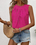 Sleeveless Crew Neck Printed Tank Top