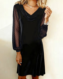 Solid Color Long-Sleeved Patchwork Dress