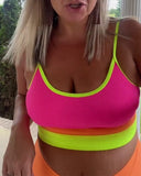 Two-Piece Color-Block High-Waist Bikini