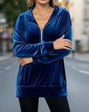 Half-Zip Velvet Hoodie