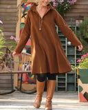 Lapel Loose Long-Sleeved Dress