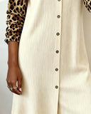 Lapel Buttoned Leopard Print Dress
