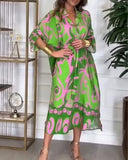 Geometric Contrast Color Dress
