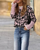 Leopard Print Fashion Crew Neck Pullover