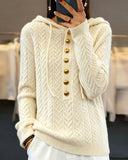 Hooded Fashionable Button Pullover