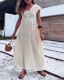 Elegant Solid Color V-Neck Dress