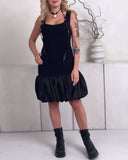 Sleeveless Patchwork Flower Bud Dress