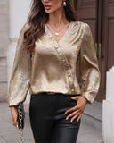 V-Neck Asymmetrical Button Fashion Blouse