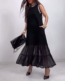 Sleeveless Elegant Pocket Long Dress