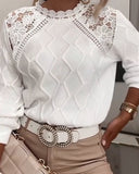 Lace Trim Fashion Patchwork Pullover