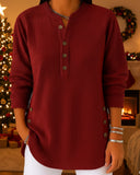 Fashionable Long-Sleeved Button-Down Top