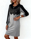 Long-Sleeved Color-Blocked Dress