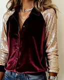 Sequined Lapel Fashion Shirt