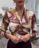 Retro Print V-Neck T-Shirt