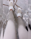 Solid Threaded Ribbed Leggings