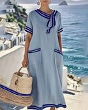 Casual Contrast Ribbon Dress