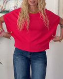 Batwing Sleeve Solid Color Sweater