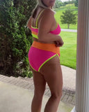 Two-Piece Color-Block High-Waist Bikini