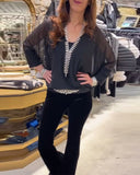 Solid Color Personalized Mesh Blouse
