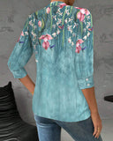 Three-Quarter Sleeves Printed Blouse