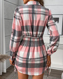 Slim Waist Plaid Dress