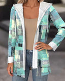 Hooded Zip-Up Printed Coat