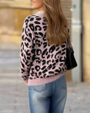 Leopard Print Fashion Crew Neck Pullover