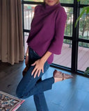 High-Necked Elegant Three-Quarter Sleeve Pullover