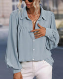 Lantern Sleeve Lapel Elegant Shirt