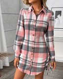 Slim Waist Plaid Dress