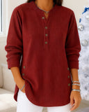Fashionable Long-Sleeved Button-Down Top