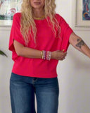 Batwing Sleeve Solid Color Sweater