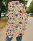 Long-Sleeved Printed Casual Coat