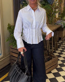 Lapel Pleated Waist Shirt