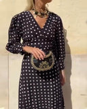 Elegant V-Neck Polka Dot Dress