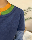 Striped Color-Blocked Long Sleeve Sweater