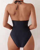 Sexy Mesh Paneling Backless Swimsuit