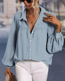 Lantern Sleeve Lapel Elegant Shirt