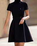 Fashionable Slim Waist Button Front Dress