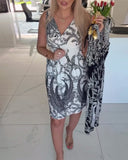 Casual V-Neck Printed Dress