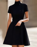 Fashionable Slim Waist Button Front Dress