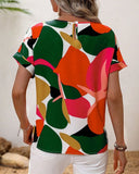 Round Neck Colorful Print Short Sleeve T-Shirt