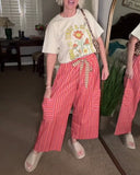 Drawstring Striped Wide-Leg Pants