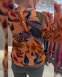 Printed Fashion Bell Sleeve Top