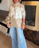 High Neck Floral Print Jumper