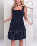 Sleeveless Patchwork Flower Bud Dress