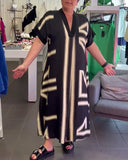 V-Neck Oversized Printed Dress