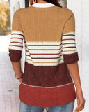 V-Neck Striped Color Block Top