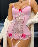 Lace Girly Style Suspender Two-Piece Underwear