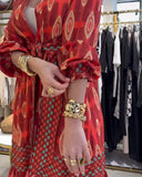 Bohemian Print Stand Collar Dress